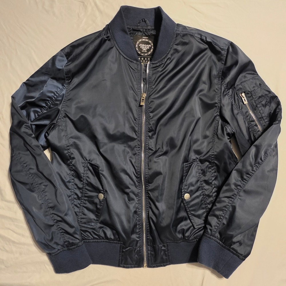 Jordan Craig Legacy Edition Men's L Navy MA-1 Bomber Flight Jacket Full Zip